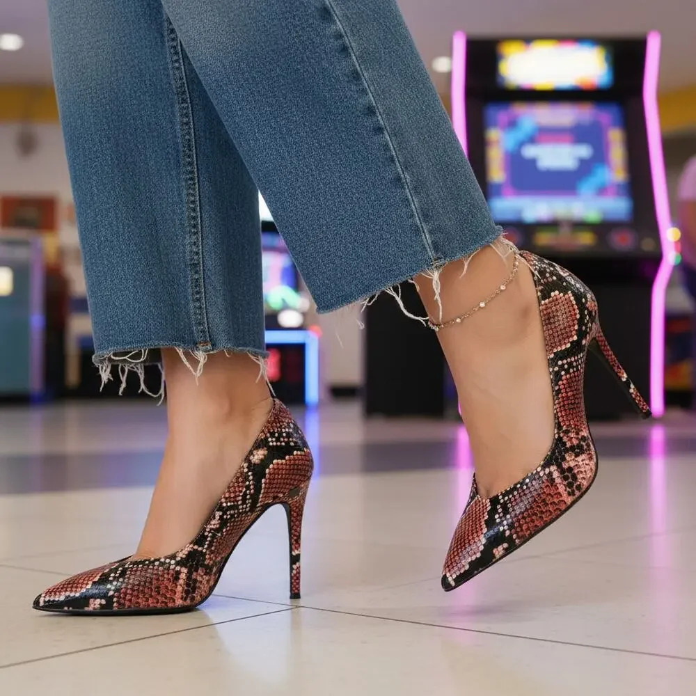 Jeffrey Campbell Red Snakeskin Heels